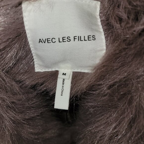 Avec Les Filles Faux Fur Vest, Portobello, Size Medium, Oversized - Picture 4 of 8